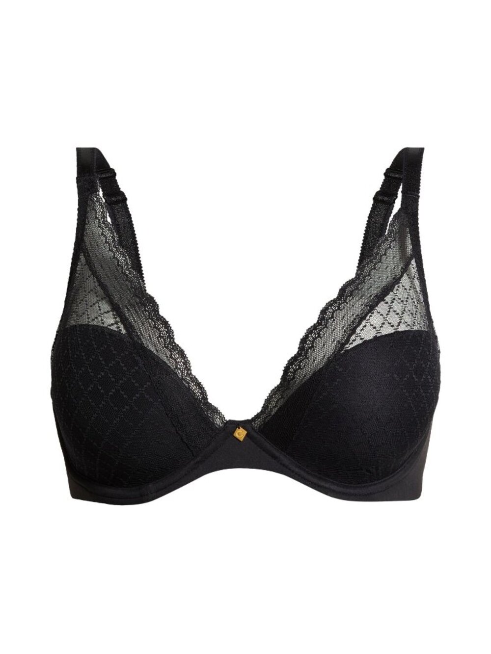 🆕CHANTELLE Norah Chic Plunge T-Shirt Underwire Bra 36H Black #16MNA - Picture 6 of 11